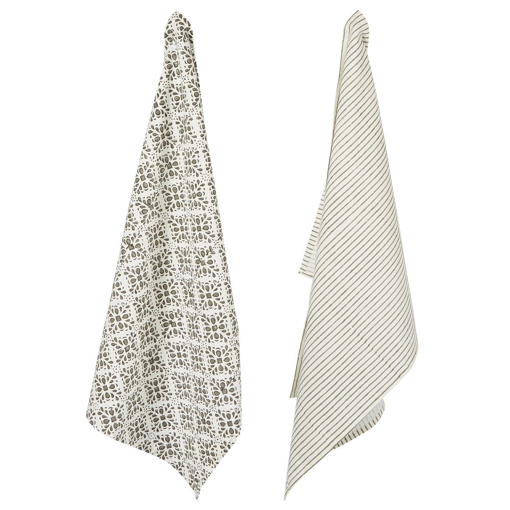 Cyra Lace Print Cotton Tea Towel Set of 2