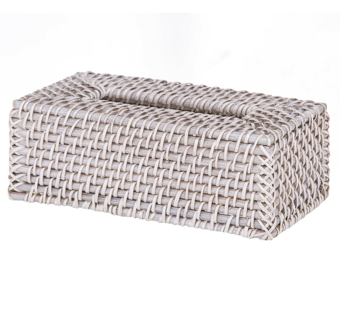 White Rattan Tissue Box