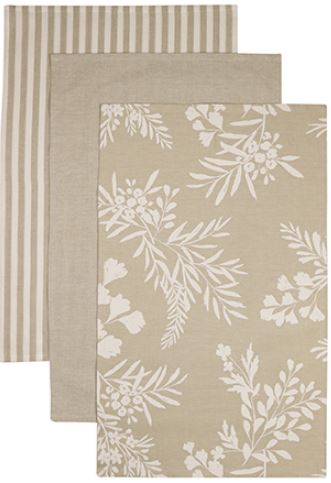 Carmen Neutral Teatowel Pack of 3