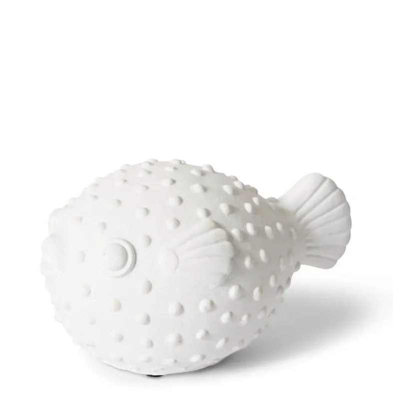 Blow Fish Sculpture 18x12x10cm White