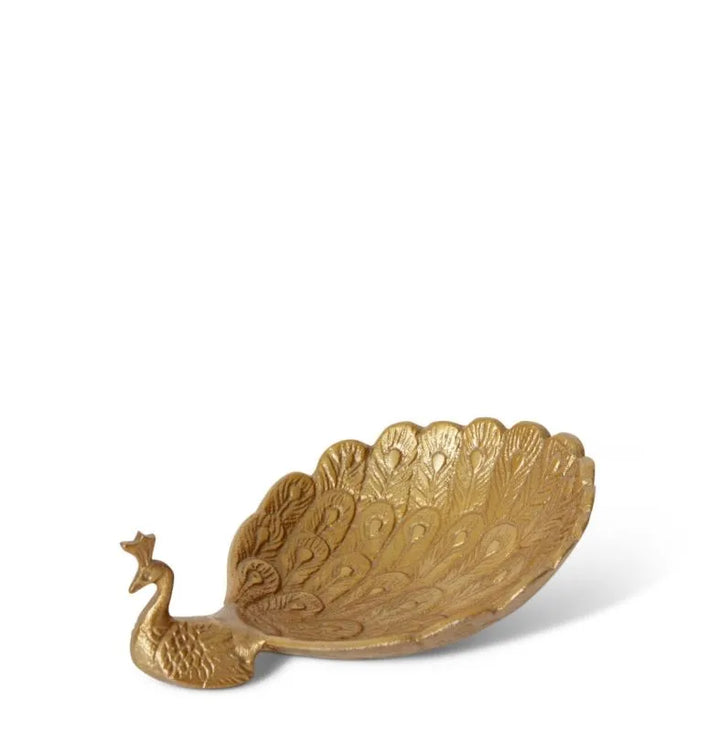 Peacock Trinket Dish 20x15x7cm AntiqueGold