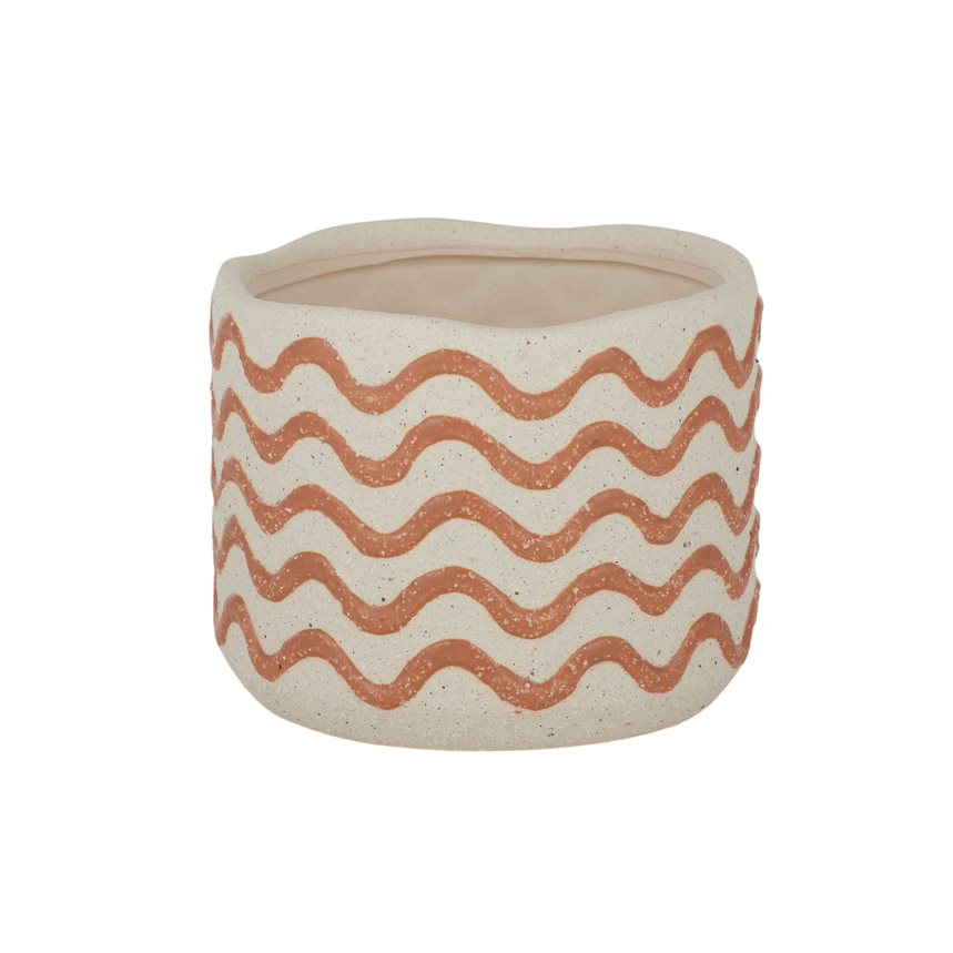 Wavy Ceramic Pot 13.5x11cm Ivory/Tan