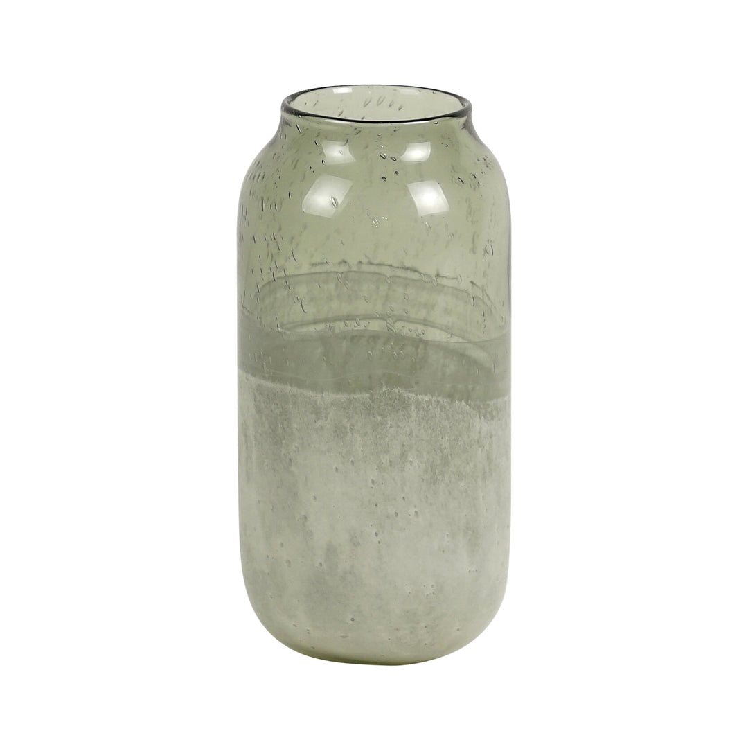 Cristo Glass White Grey Cylinder Vase