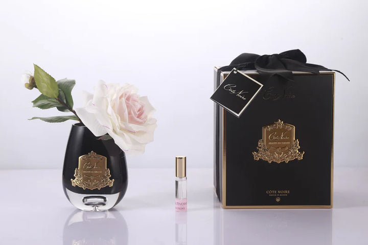 Cote Noire Perfumed Tea Rose Pink Blush - Black Glass