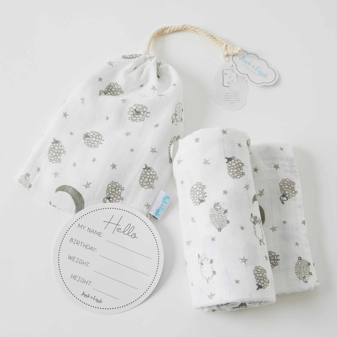 Sheep Muslin Wrap & Arrival Card