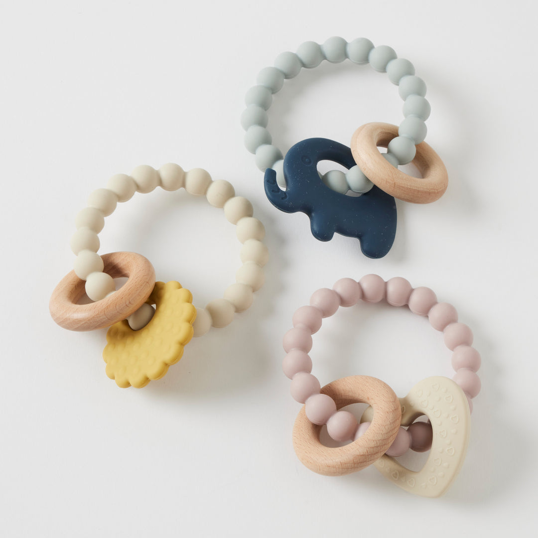 Mika Silicone & Wood Teethers 3 Asst