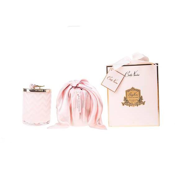 Cote Noire Blush Herringbone Candle & Scarf Gift Set