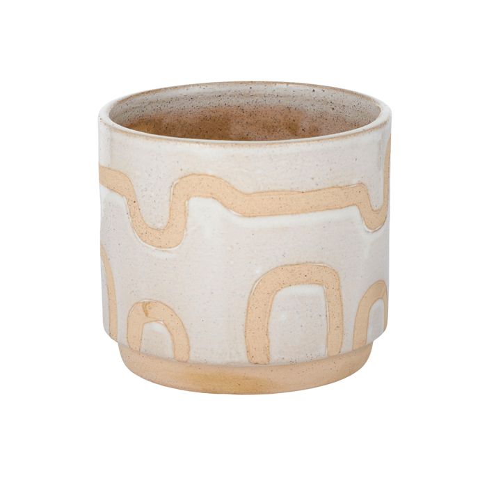 Squiggle Ceramic Pot 13.5x12cm Natural
