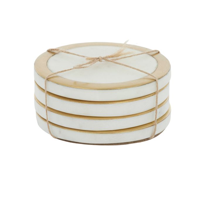 Circa Marble Brass Coasters 10cm Set of 4