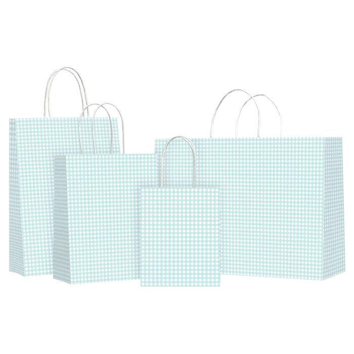 Gift Bag Gingham Seafoam 41x30cm