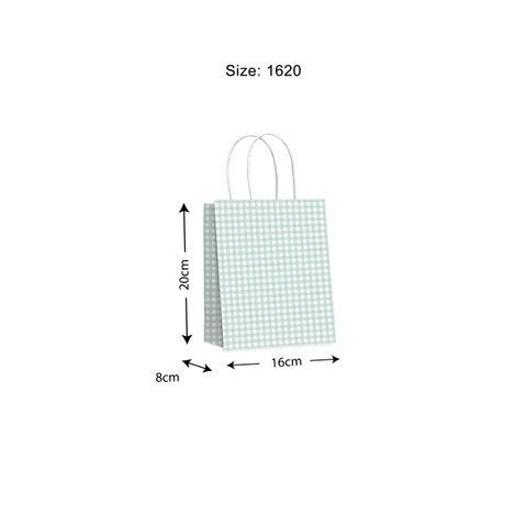 Gift Bag Gingham Seafoam 16x20cm