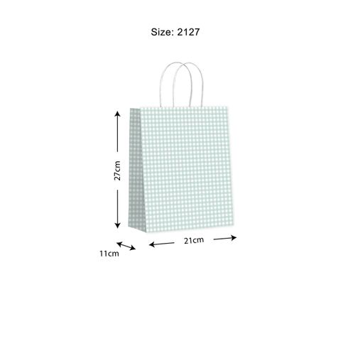 Gift Bag Gingham Seafoam 25x35cm