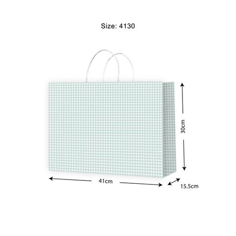 Gift Bag Gingham Seafoam 41x30cm